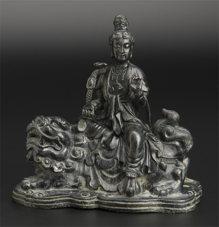 清銅雕騎獅観音像仏像中国古美術| JChere雅虎拍卖代购