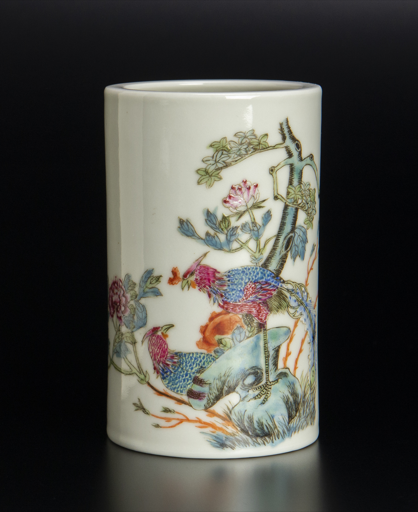 中国美術 粉彩 細密 花鳥紋 蓋物 乾隆年製 金彩 書(K-A384) 金閣】中国美術乾隆年製粉彩描金鳥花卉紋碗旧家蔵出(SH869)