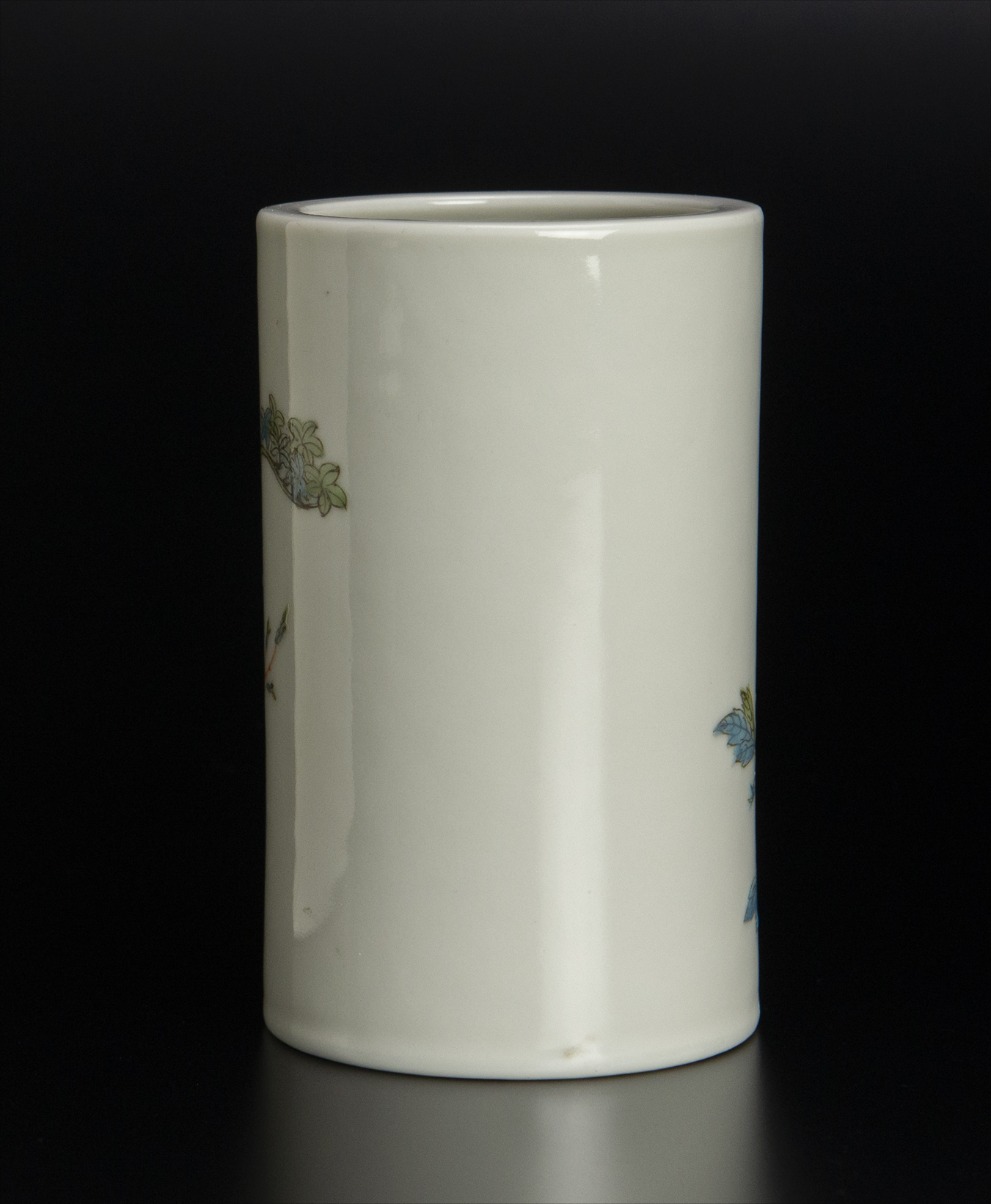 清 粉彩花鳥紋筆筒 乾隆年制款 中国 古美術