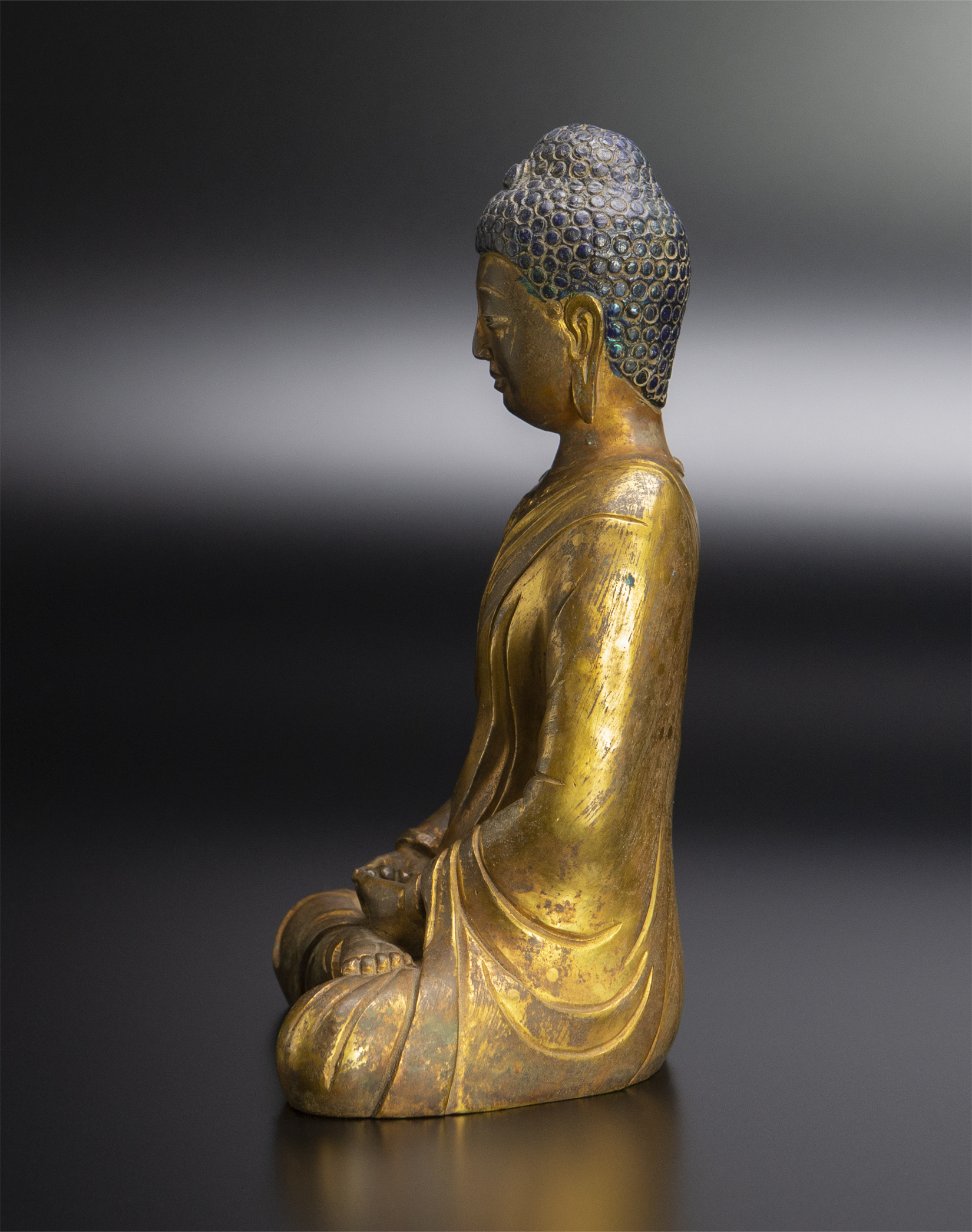 明 铜鎏金文官立像 仏像 中国 古美術