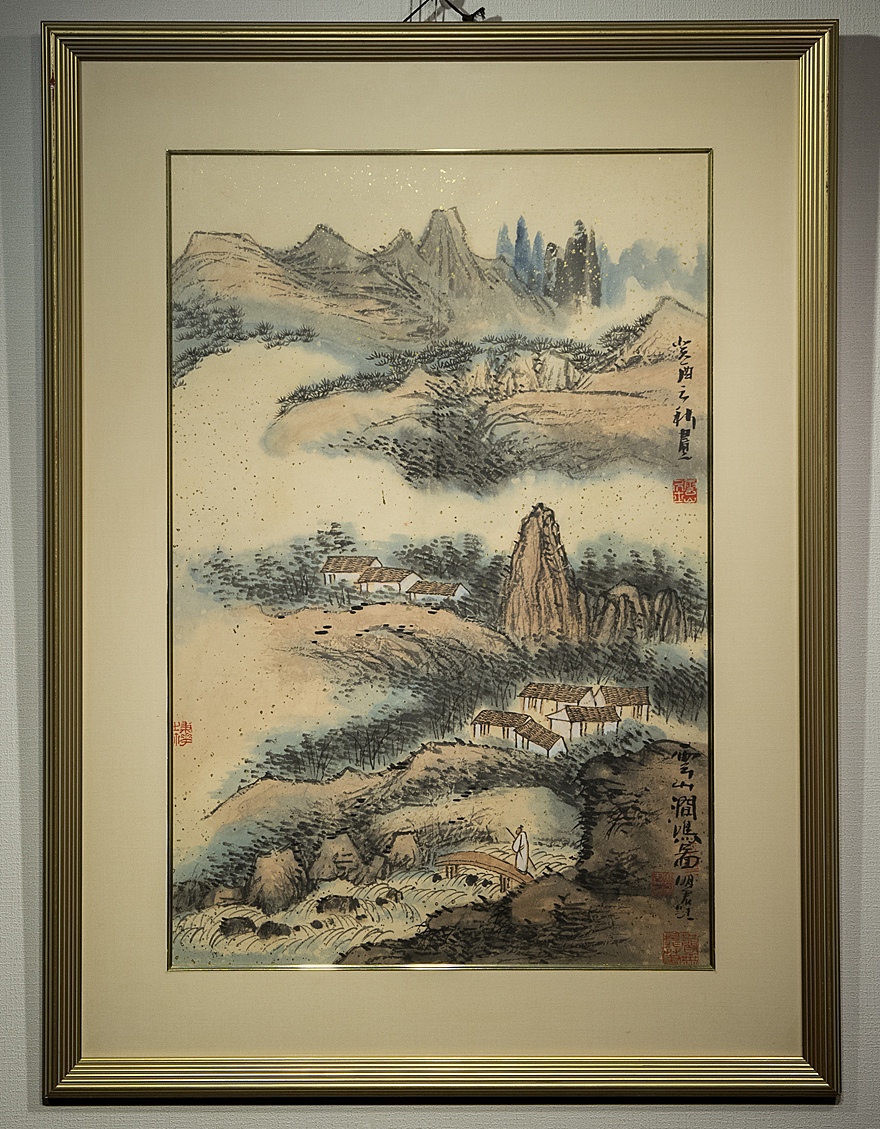 陶器　絵画をする人 陶明君 1993年作 鏡框 額装 真作 中国 絵画