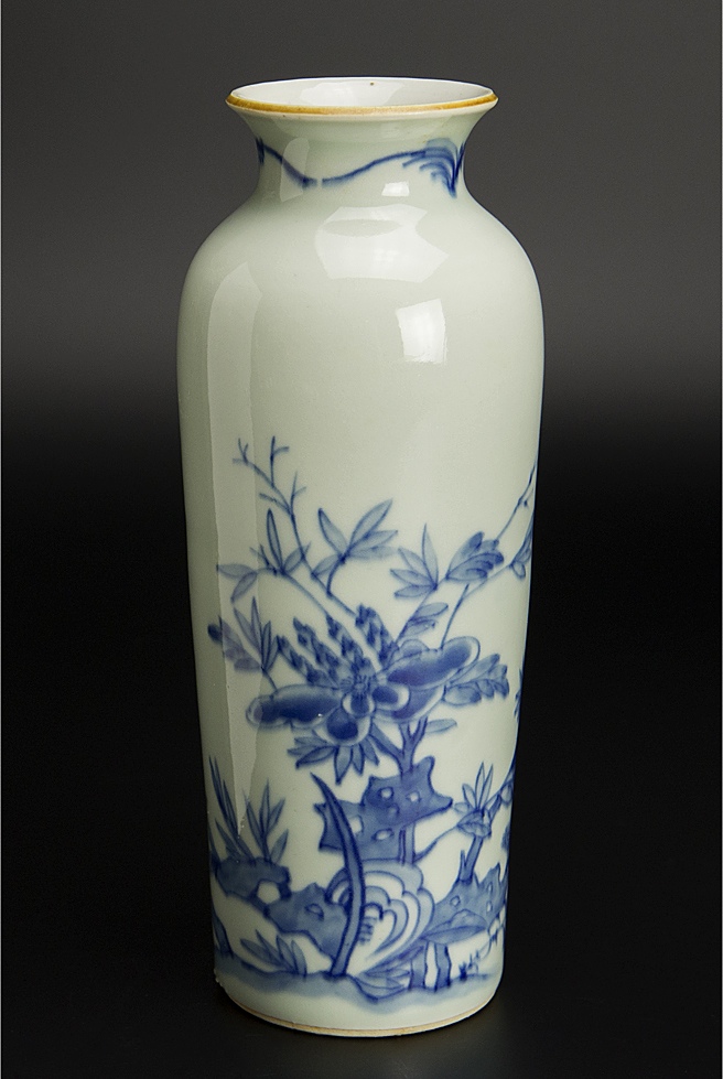 明 崇祯 青花花鸟纹筒瓶