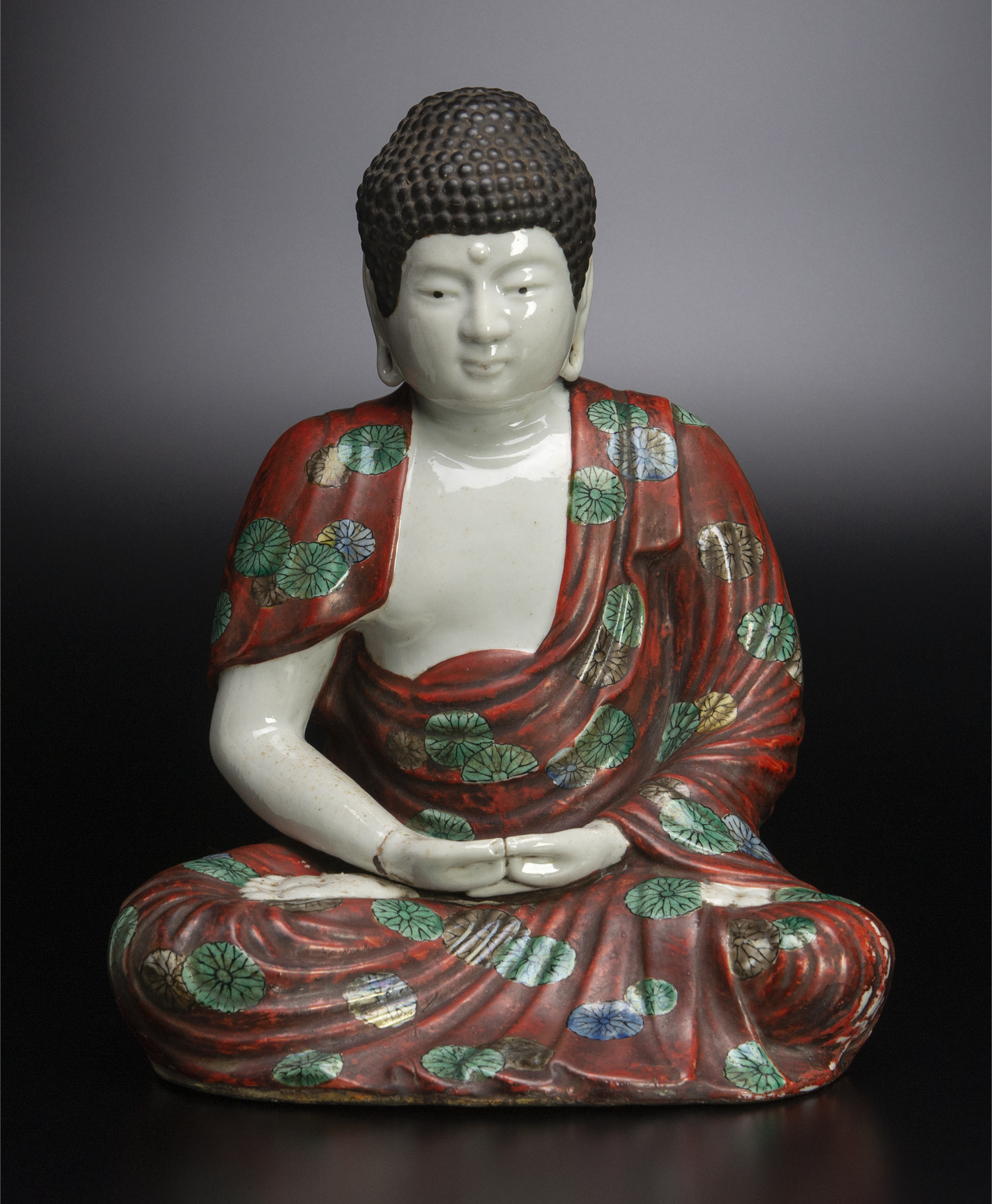 欲しいの 九谷焼 江戸時代 釈迦牟尼仏坐像 古美術 角福款 その他
