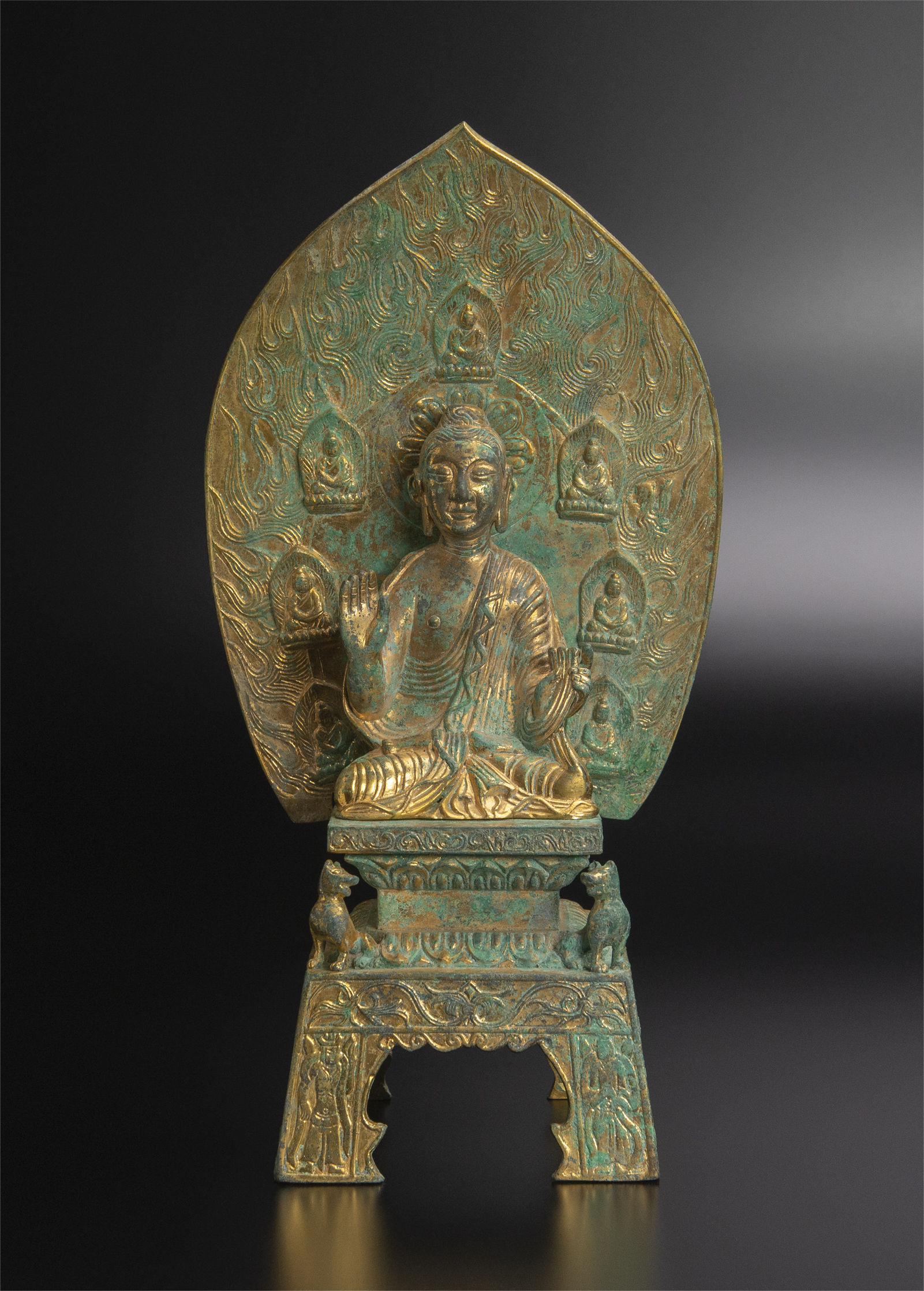 中国古董，古銅釋迦牟尼坐像，高11.5cm，重1100克，仏教美術-