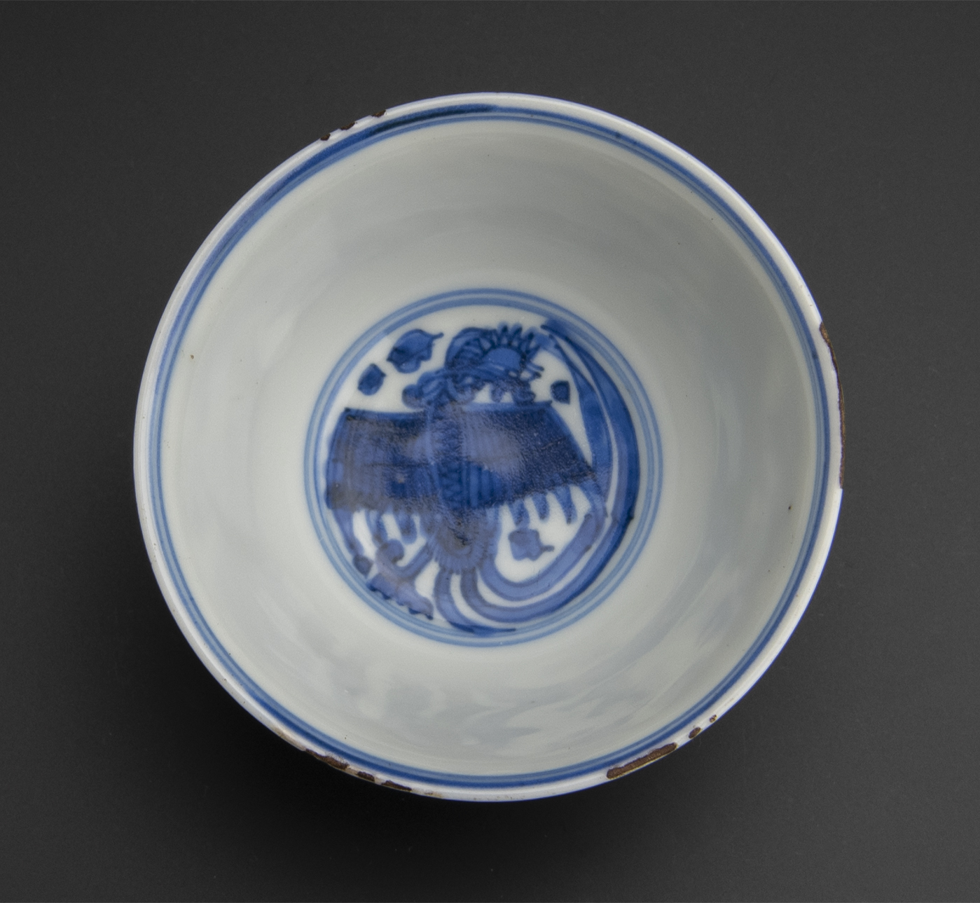 明或清初期 青花鳳紋杯 大明嘉靖年制款 中国 古美術